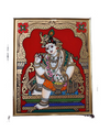 15x12 Lord Krishna Eating LaddoGlass Painting With Synthetic Frame