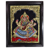 11"x8" Gold Tanjore Painting of Saraswati, enerated as the eptiome of knowledge and speech. Thank-You Gift to Guru & Teachers