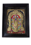 27"x31" Gold Tanjore Painting of Venkatachalapathi, Full Embossed Teakwood Frame, office anniversary celebrations, new home puja room paintings