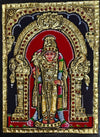 11"x8" Gold Tanjore Painting of Lord Murugan, Teakwood Frame, apt gift for your parents for their wedding anniversary, office anniversary celebrations