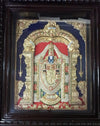 33"x27" Gold Tanjore Painting of  Balaji, Full Embossed Teakwood Frame, office anniversary celebrations, new home puja room paintings