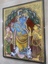 18x15 Gold Foil Tanjore Painting of Standing Krishna With Flute New Home Puja Room Wall Decors