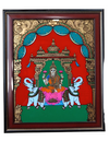 15x12 Goddess Gajalakshmi Glass Painting With Synthetic Frame