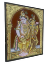 18x15 Gold Foil Tanjore Painting of Radha Krishna Flat Work New Home Room Wall Decors