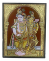 18x15 Gold Foil Tanjore Painting of Radha Krishna Flat Work New Home Room Wall Decors