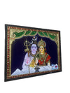 Shivan And Parvathy Devi Tanjore Painting  Teak wood Frame Home Room Wall Decors - Flat Work