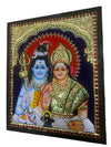 15"x12 Shivan And Parvathy Devi Tanjore Painting  Teak wood Frame Home Room Wall Decors - Flat Work