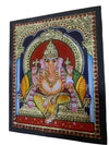 Tanjore Painting of Lord Ganesha 12x10  Size  South Indian Religious Wall Decor Tanjore Painting