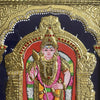 12"x10" 2D Semi-Emboss Tanjore Painting of Hindu God Murugan, Religious Wall Decor