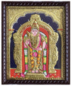 12"x10" 2D Semi-Emboss Tanjore Painting of Hindu God Murugan, Religious Wall Decor