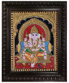 15" Sri Ganesha Tanjore Painting. Vighnaharta, Who Guides His Devotees Towards The Right Path. Prayed For New Beginnings In Life