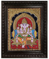 18" Sri Ganesha Tanjore Painting. Vighnaharta, Who Guides His Devotees Towards The Right Path. Prayed For New Beginnings In Life