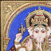 18"x15" Vinayagar Tanjore Painting, Antique + Semi-Embossed Style, Studded With Swarovski Stones. Apt For Ganesha Puja