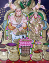 18"x15" Lakshmi Kuber Tanjore Painting, in 2D Style. Indian Religious Hindu Goddess Wall Decor