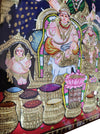 18"x15" Lakshmi Kuber Tanjore Painting, in 2D Style. Indian Religious Hindu Goddess Wall Decor