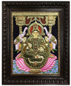 21"x17" Tanjore Painting of Gajalakshmi in Semi-Embossed (2D Style), Wall Decor For Your New Home or Office