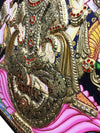 21"x17" Tanjore Painting of Gajalakshmi in Semi-Embossed (2D Style), Wall Decor For Your New Home or Office