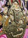 21"x17" Tanjore Painting of Gajalakshmi in Semi-Embossed (2D Style), Wall Decor For Your New Home or Office