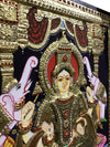 21"x17" Tanjore Painting of Gajalakshmi in Semi-Embossed (2D Style), Wall Decor For Your New Home or Office