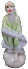 Saibaba Idol In White & Green For Gifting Fibre Material