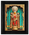 28"x22" Full Embossed (3D) in Antique Style Gold Tanjore Painting of Urchavar Perumal, Teakwood Frame, He blessed his devotees by destroying their sins