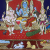 30"x 24" Shivan Family Tanjore Painting, Hindu Religious Wall Decor For Your New Home