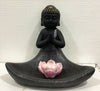 7 Inch Meditating Monk in Black, Bedroom Décor Fibre, With Gift Wrap