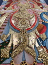 3.5'x2.5' Murugan Valli Devasena Tanjore Painting, Antique Finish, Large Wall Painting