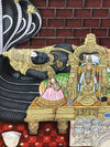 3.5'x2.5' 2D Semi Embossed Of Gold Tanjore Painting of Lord Ranganatha Sleeping On His Snake Bed, Inspired From Triplicane Parthasarathy Koil