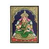 10"x8" Gold Tanjore Painting of Annapoorani in Green Saree, Teakwood Frame, For Puja Room Frames Of Your New Home