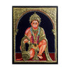 Gold Tanjore Painting of Sri Hanuman, Teakwood Frame, Teacher of Celibacy, blesses his devotees with power & strength to fight against evil