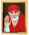 Saibaba Glass Painting With Gift Wrap - 8 inch x 6 inch