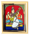 Saraswati Glass Painting With Gift Wrap - 6 inch x 5 inch