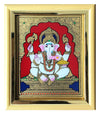 White Ganesha Glass Painting With Gift Wrap - 6 inch x 5 inch