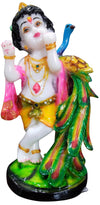 Bala Krishna With Peacock Idol In Multicolor For Gifting Fibre Material