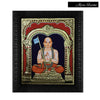 Gold Tanjore Painting of Swamy Ramunajar, Teakwood Frame, the one who preached spiritual liberation through God's Bhakti