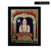 Gold Tanjore Painting of Swamy Ramunajar, Teakwood Frame, the one who preached spiritual liberation through God's Bhakti